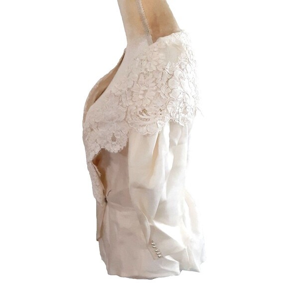 Vtg Watters & Watters Ivory 100% Silk Formal Jacket blouse sz 10 wedding - Picture 4 of 7
